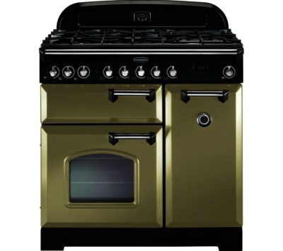 RANGEMASTER  Classic Deluxe 90 Dual Fuel Range Cooker - Olive Green & Chrome